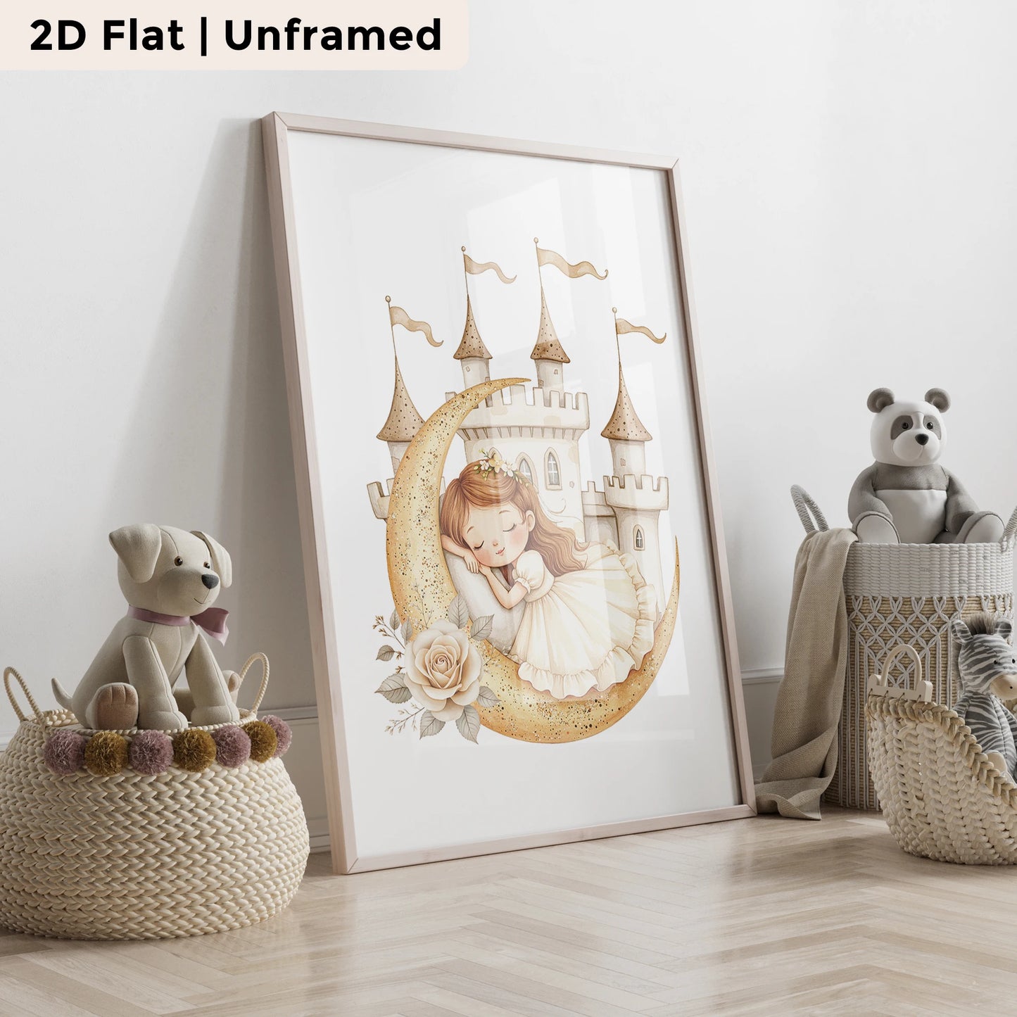 3-Piece Moon Princess Canvas Wall Art | Kids Room Decor