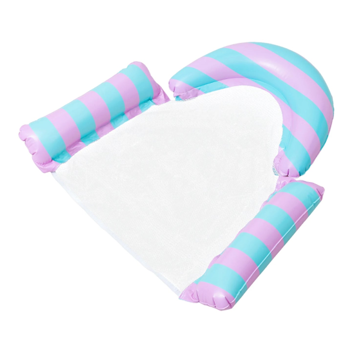 Stripe Pattern PVC Foldable Water Seat Inflatable Floating Single Seat Thickened Floating Bed for Summer Water Entertainment Peaceful Pleasures Health and Wellness