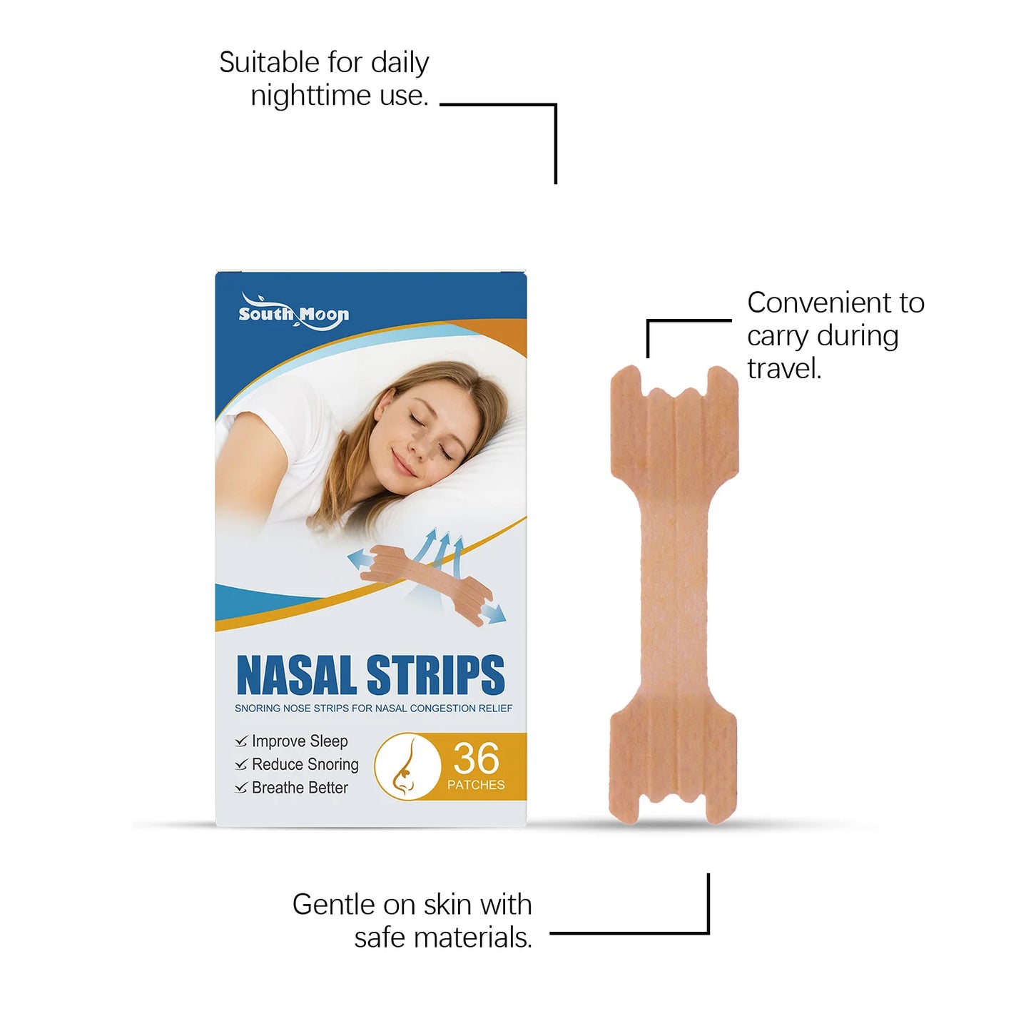 Nighttime Nasal Strips – Breathable, Gentle, All Skin Types