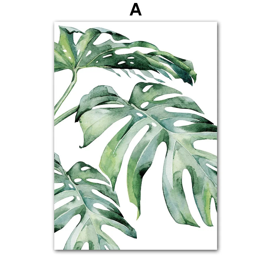 Palm Leaf Nordic Canvas Wall Art | Spring Green Botanical Print