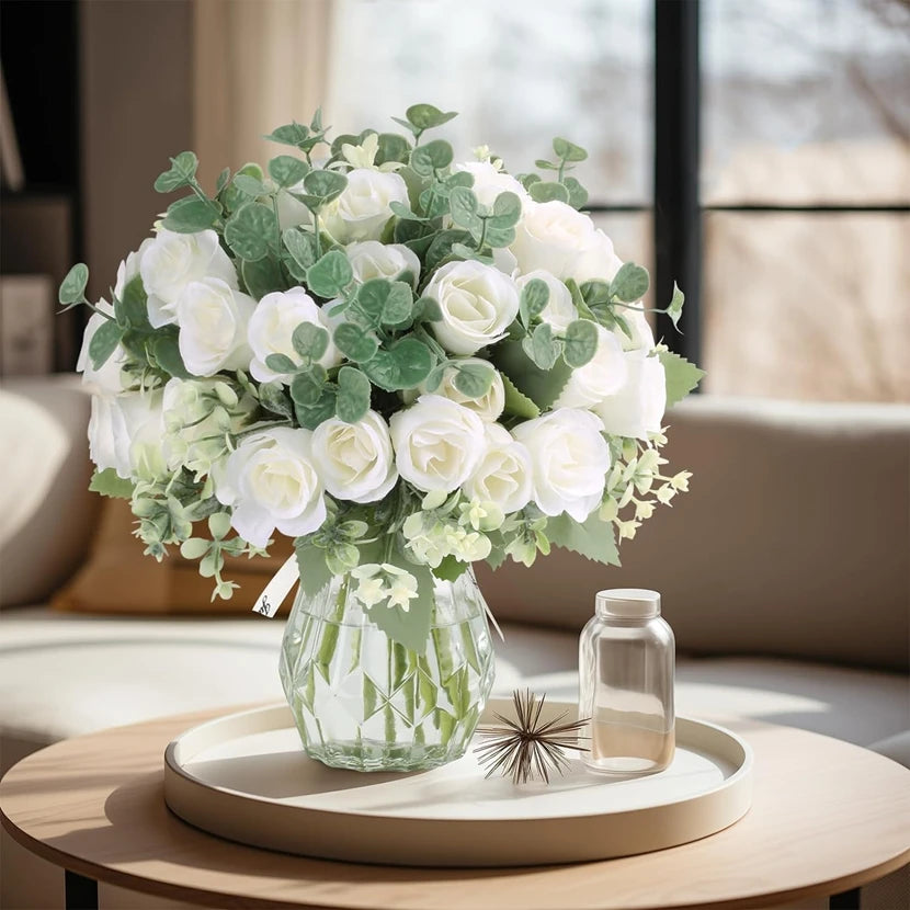 Silk Rose Bouquet 10 Heads – Wedding & Home Artificial Flowers