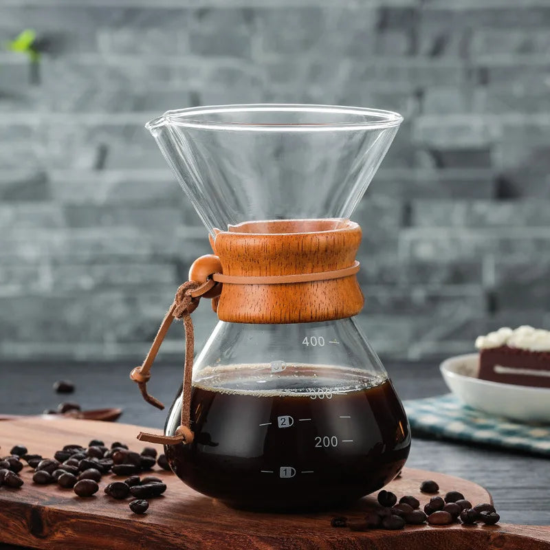 400 ML Glass Coffee Pot With Filter Hand Coffee Pot High Borosilicate Glass High Temperature Teapot For Hot Cold Drinks Milk Tea Peaceful Pleasures Health and Wellness Pot without Filter