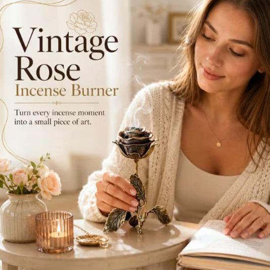 Antique Rose Incense Burner | Vintage Metal Aromatherapy Diffuser Incense Burner Peaceful Pleasures Health and Wellness