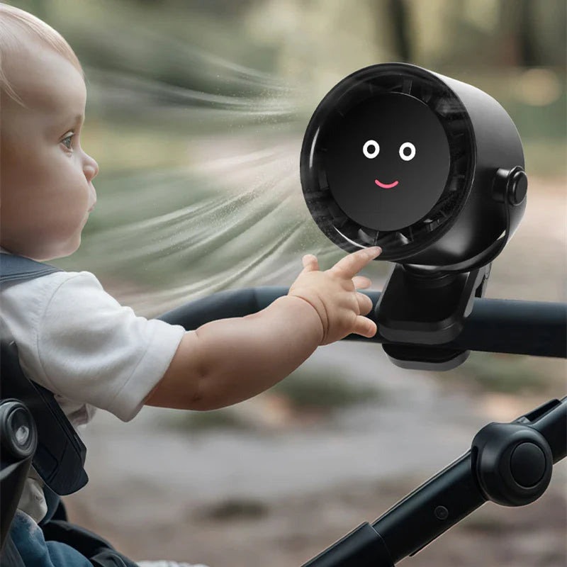 URGGU Smiling Face Clip Fan – USB Rechargeable, 5 Speeds