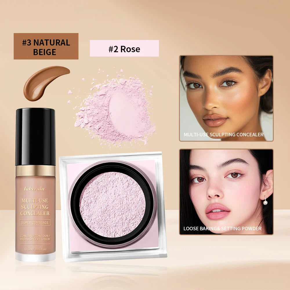 Concealer & Loose Setting Powder Makeup Set – Matte Finish