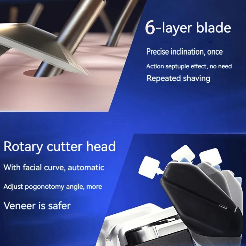 Men's 6-Blade Manual Razor | Non-Slip Handle & Refills