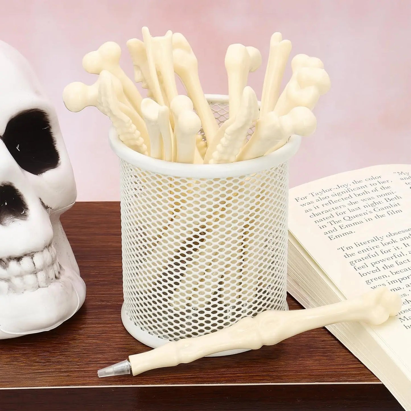 Bone Ballpoint Pen, Novelty Skeleton Ballpoint Pens, Beige Bone Shape Pens for School Office Halloween Birthday Party Peaceful Pleasures Health and Wellness