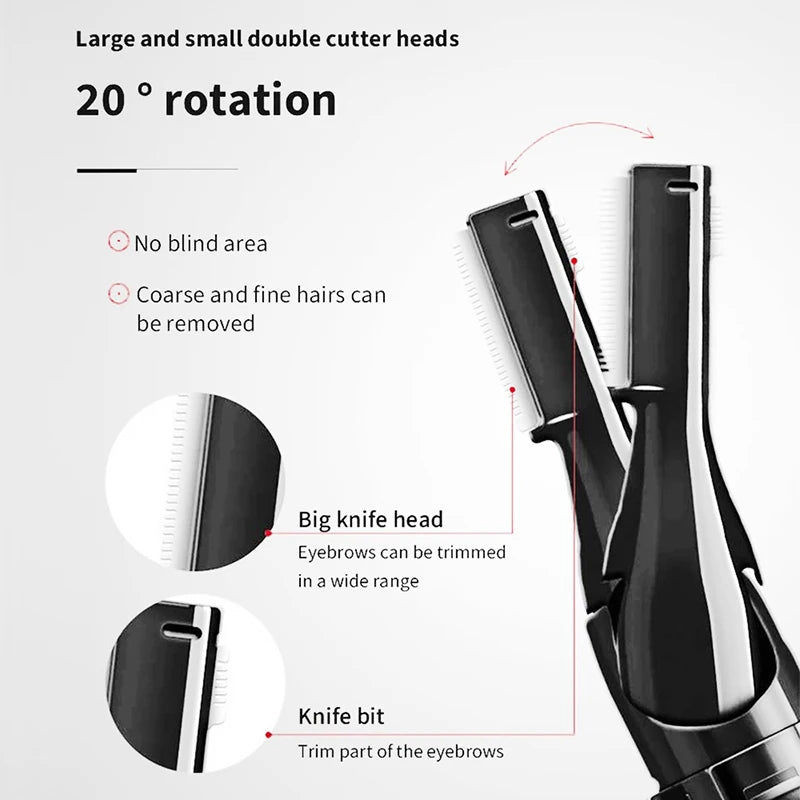 Double Ended Electric Eyebrow Trimmer Lady Eyebrow Trimmer Automatic Shaving Device Hair Removal and Trimming Tool Peaceful Pleasures Health and Wellness