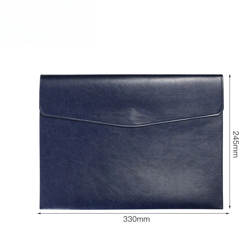 A4 PU Leather File Folder Briefcase | Document Organizer Bag Document Briefcase Bag Peaceful Pleasures Health and Wellness Blue