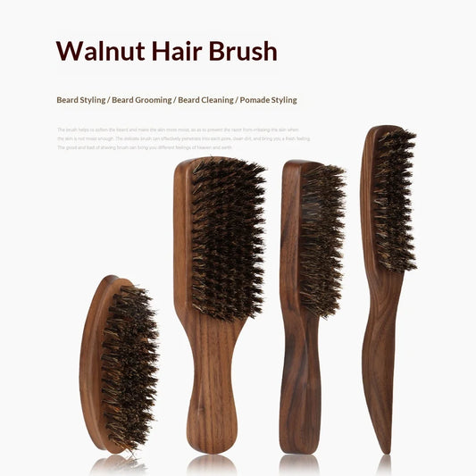 Wood Handle Boar Bristle Beard Brush Shaving Tool Hair Brush Wooden Curved Men Beard Shaving Brush Hair Stylist Mustache Brushes Peaceful Pleasures Health and Wellness