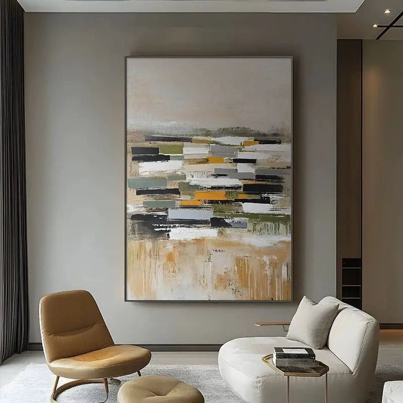Nordic Abstract Pure Handmade Canvas Oil Painting,Texture Art Wall Picture, Interior Decor,Hanging Picture for Living Room Study Peaceful Pleasures Health and Wellness