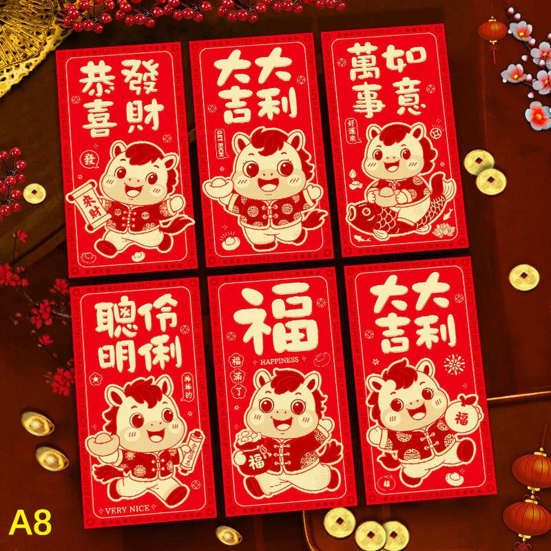 Chinese New Year Red Envelopes Year of the Horse – 6 Pack