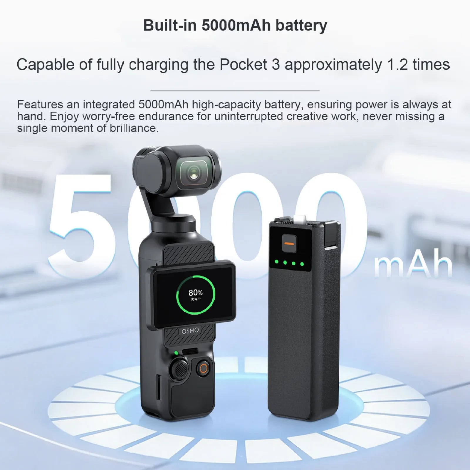 5000mAh Battery Grip For DJI Osmo Pocket 3 Portable Charging Handle With 21700 High-Density Cell 10W Pass-Through Charging Peaceful Pleasures Health and Wellness