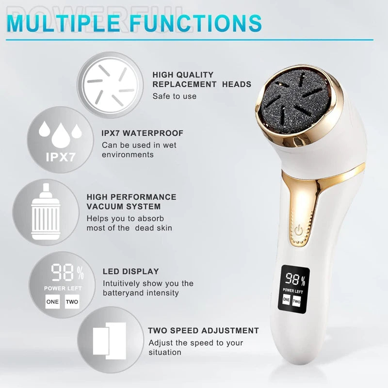 Professional Electric Vacuum Foot Grinder Rechargeable Foot File Exfoliator Callus Remover Pedicure Tools Peaceful Pleasures Health and Wellness