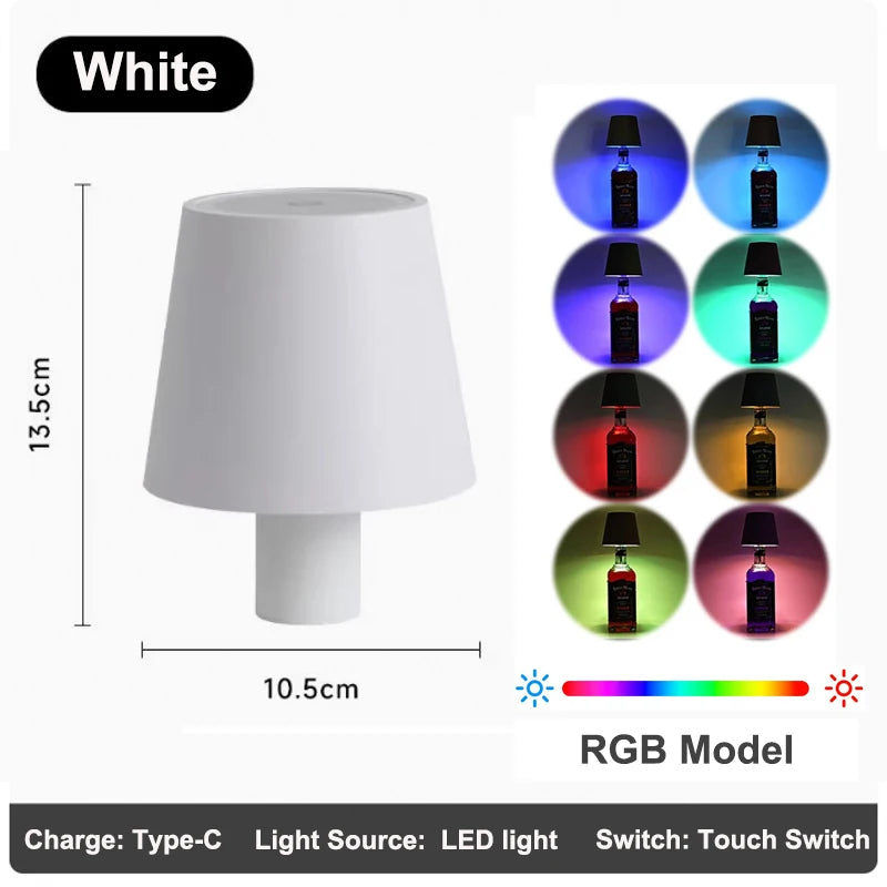 Rechargeable Table Lamp LED Touch Sensor Desktop Night Light Wireless Reading Lamp for Restaurant Hotel Bar Bedroom Decor Light Peaceful Pleasures Health and Wellness A Style-RGB