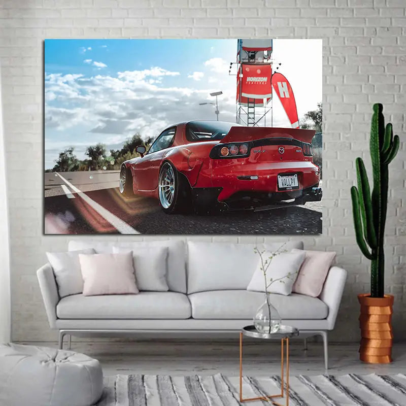 Supercar Canvas Painting Posters and Prints Mazdas RX7 Classic Car Sport Wall Art Picture for Living Room Decor Cuadros Unframed Peaceful Pleasures Health and Wellness