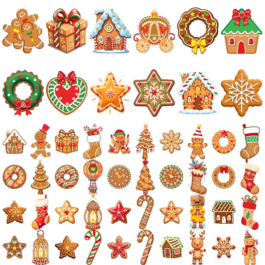 54pcs Christmas Gingerbread Man Temporary Tattoo Stickers Temporary Tattoo Stickers Oasis Select