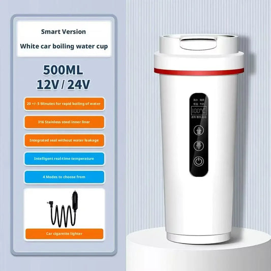 Car Electric Kettle 12V24V Universal for Car Truck 316 Stainless Steel Inner Liner Portable Heating Insulation Truck 500ML Large Peaceful Pleasures Health and Wellness