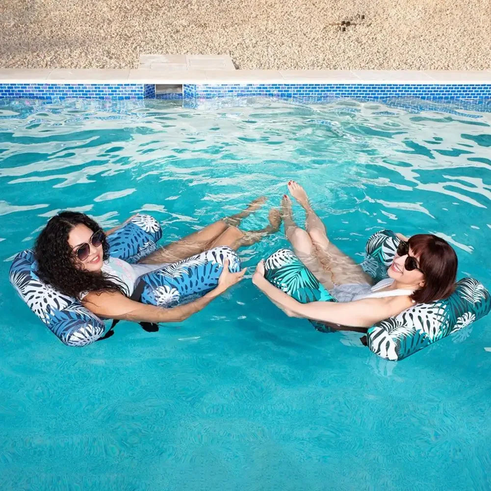 Portable Foldable Inflatable Water Hammock, Comfortable Pool Lounge Chair, Heavy-Duty Floating Recliner Bed for Adults Swimming Peaceful Pleasures Health and Wellness