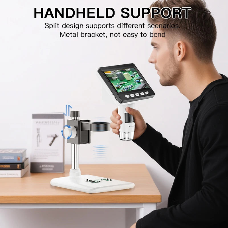 4.3" IPS Digital Microscope 1600X 2MP USB Electron Microscope Professional for PCB Watch Repair Coins Checking Peaceful Pleasures Health and Wellness