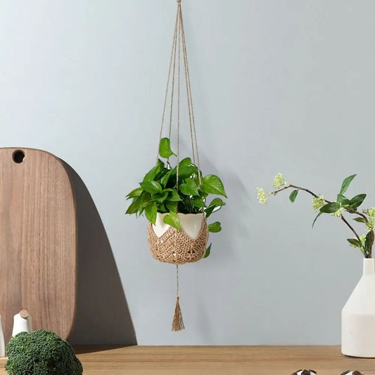 Macrame Hanging Planter | Hand-Woven Hemp Rope Plant Hanger Macrame Plant Hanger Oasis Select