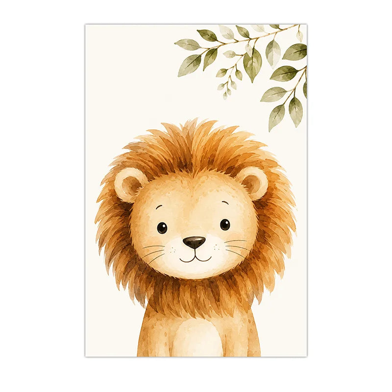 Watercolor Safari Animals Wall Art Cute Jungle Canvas Painting Poster Prints For Kids Room Nursery Decor Peaceful Pleasures Health and Wellness 01 40x60cm No Frame China Mainland