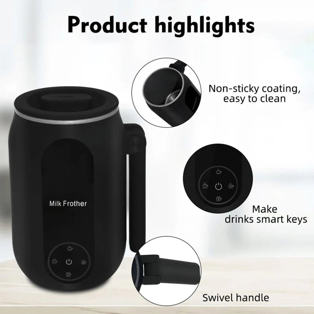 4-in-1 Electric Milk Frother & Steamer with Foldable Handle