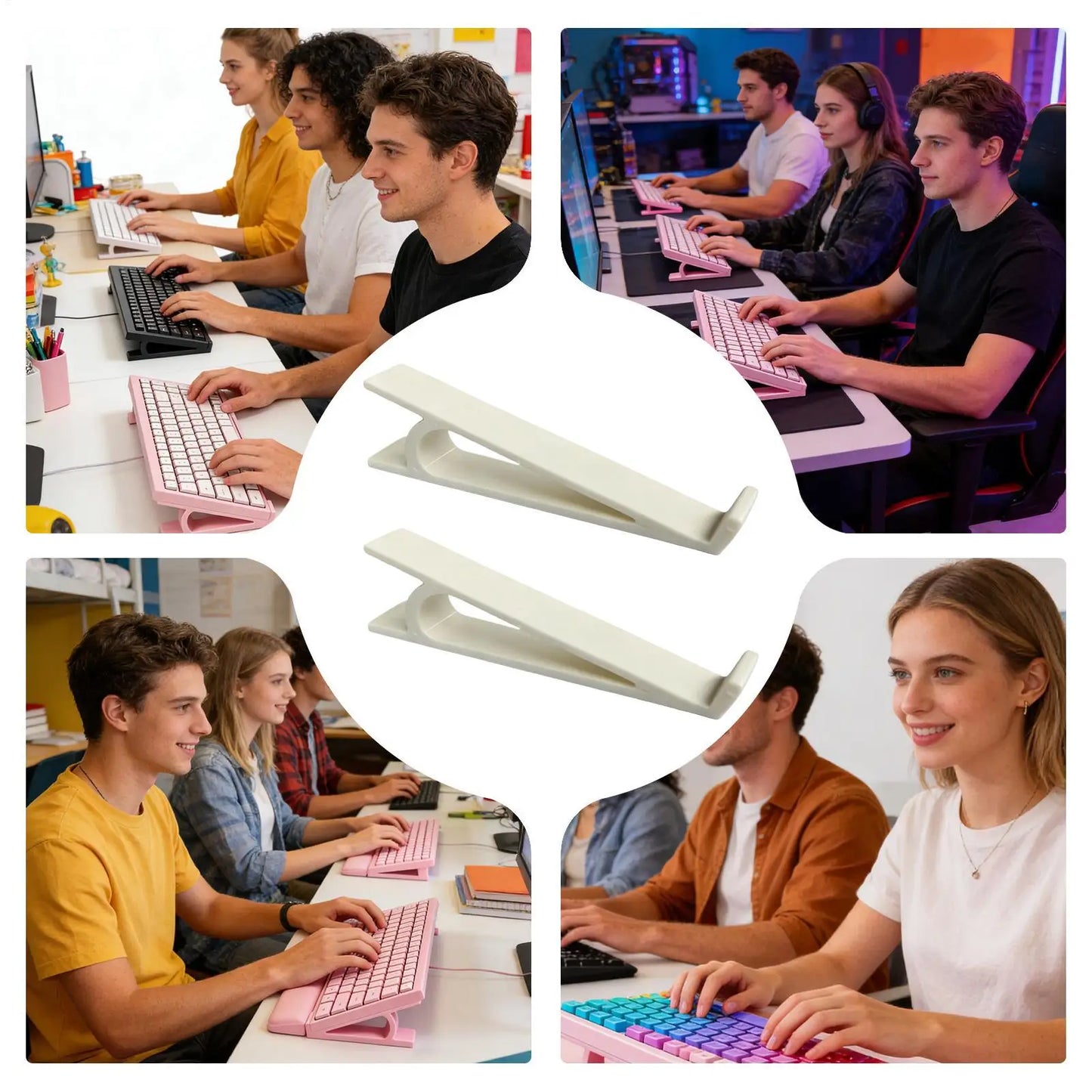 Ergonomic Keyboard Riser Stand | Adjustable Angle Elevator Pair