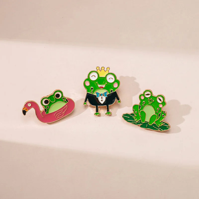 Funny Frog Zinc Alloy Brooch – Cartoon Animal Badge Pin