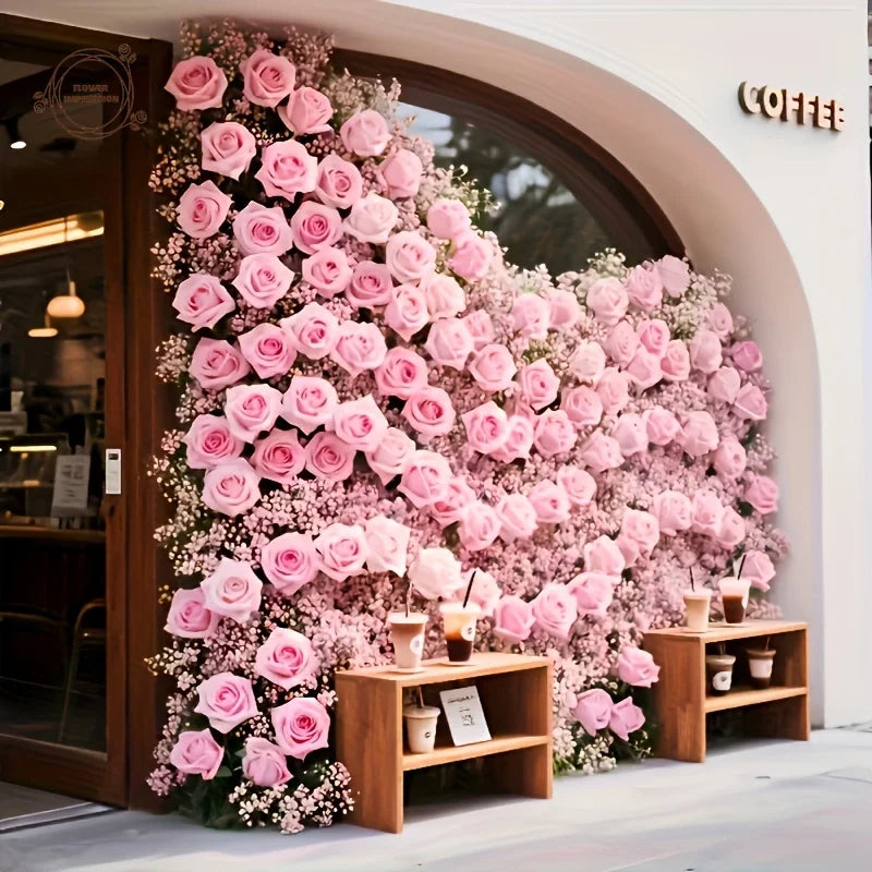 Artificial Pink Rose & Gypsophila Bouquet | Wedding Home Decor