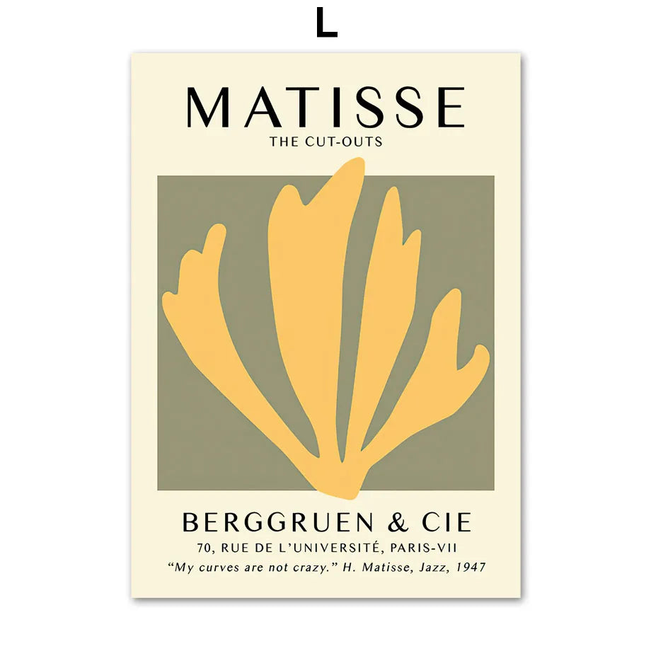 Sage Green Matisse Abstract Flower Canvas Wall Art Print
