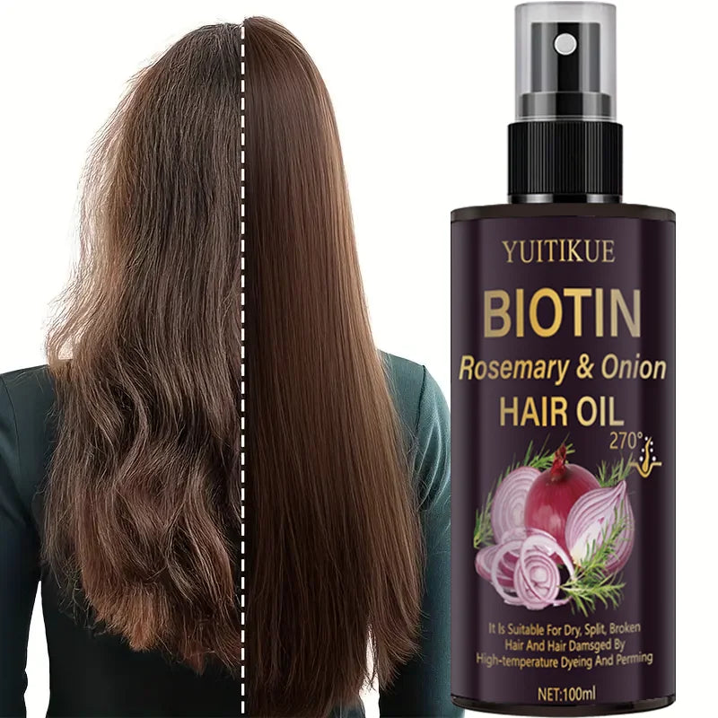 YUITIKUE Biotin Rosemary Onion Hair Oil - Repair Dry Split Broken Hair Damaged by Dye Perm Heat Protect Peaceful Pleasures Health and Wellness Default Title