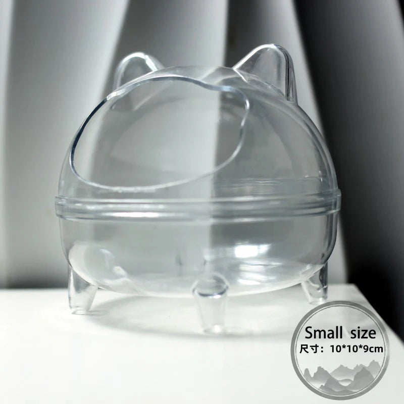 Transparent Hamster Sand Bath Cage | Splatter-Proof Shower Room