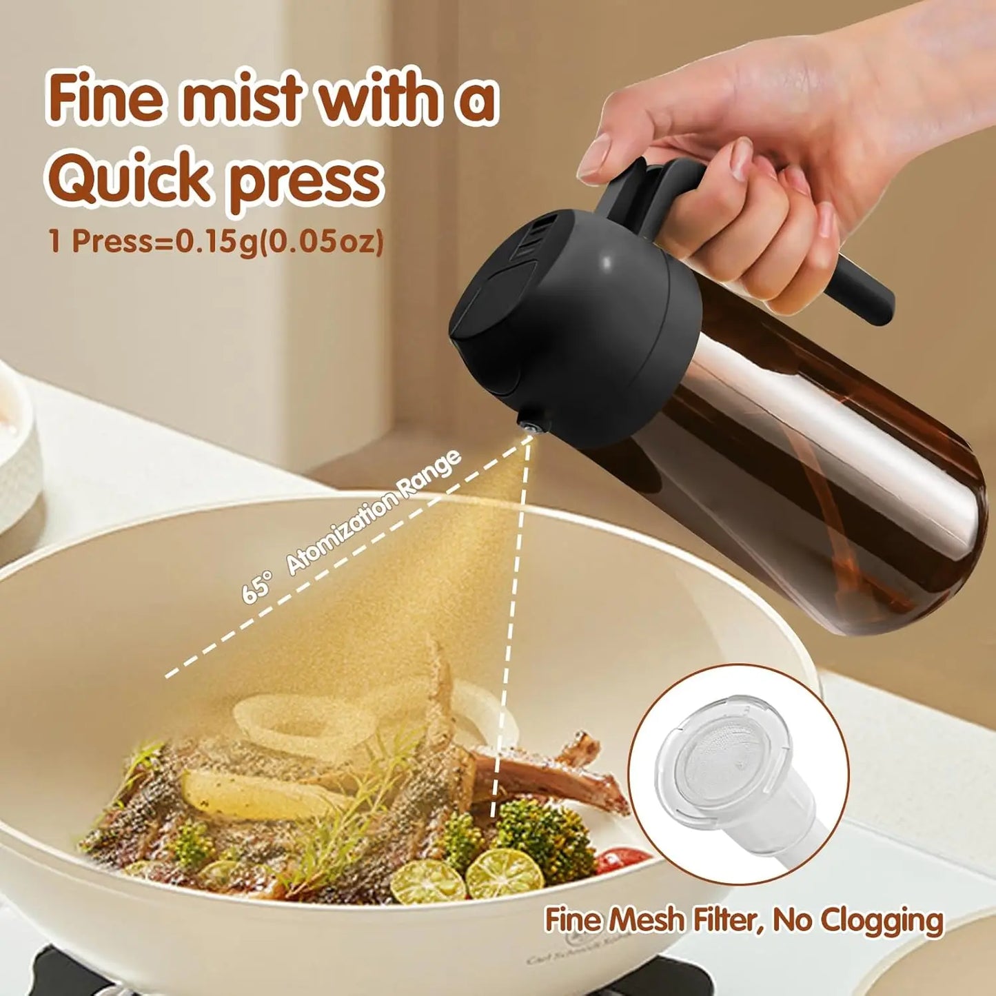 470ml Amber Glass Oil Sprayer & Dispenser | Air Fryer, BBQ, Cooking