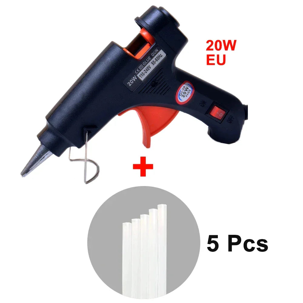 20W Mini Hot Melt Glue Gun Kit with 10 Glue Sticks – Anti-Drip