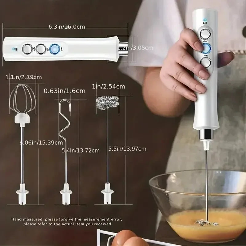 3-in-1 Handheld Milk Frother | 3-Speed USB Rechargeable Foamer