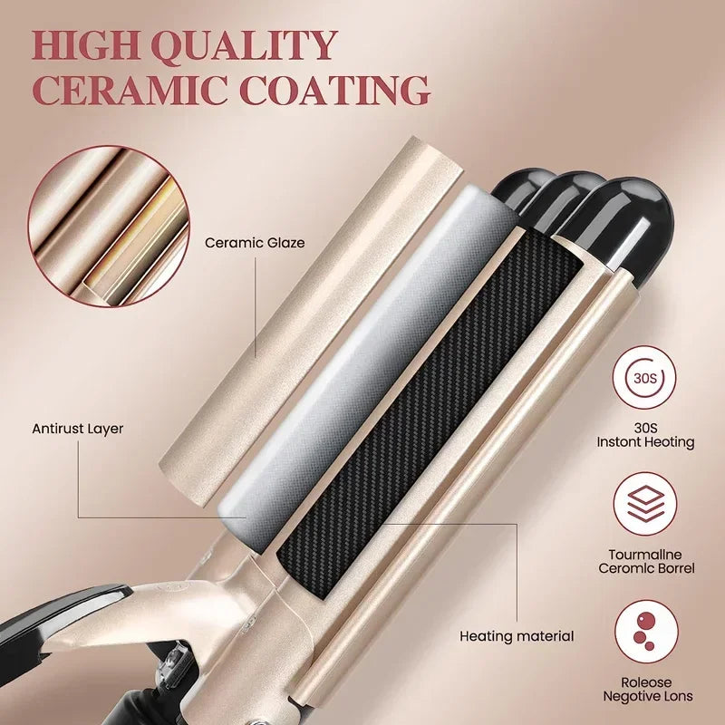 Professional Hair Curling Iron Ceramic Triple Barrel Hair Curler Irons Hair Wave Waver Styling Tools Hair Styling Appliances Peaceful Pleasures Health and Wellness