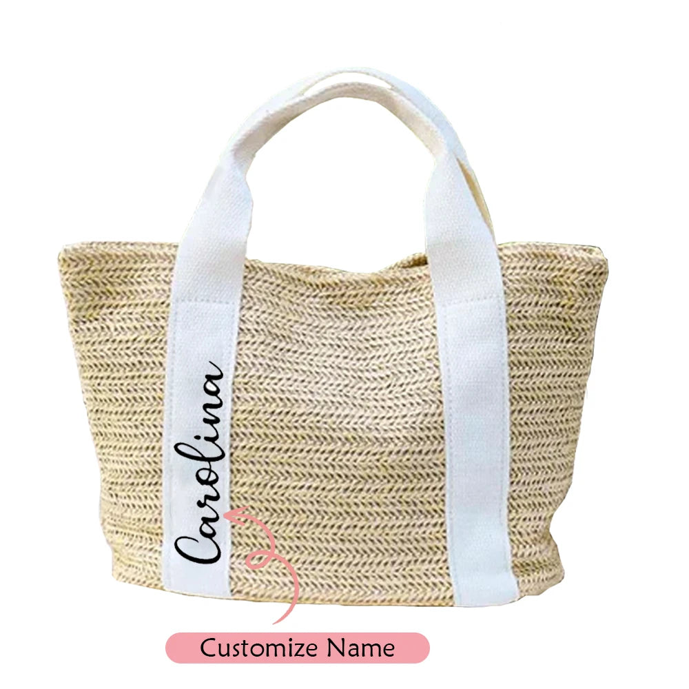 Personalized Beach Straw Tote Bag | Bridesmaid & Bachelorette Gift