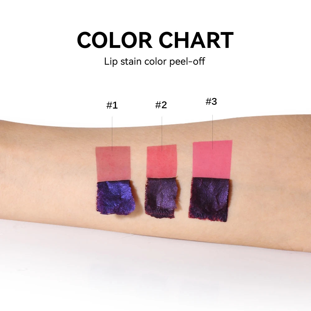 3Color Metallic Lip Stain Peel Off Long Lasting Waterproof Pink Lip Tint Proof Natural No Fading Lip Gloss Cosmetic Women's Gift Peaceful Pleasures Health and Wellness