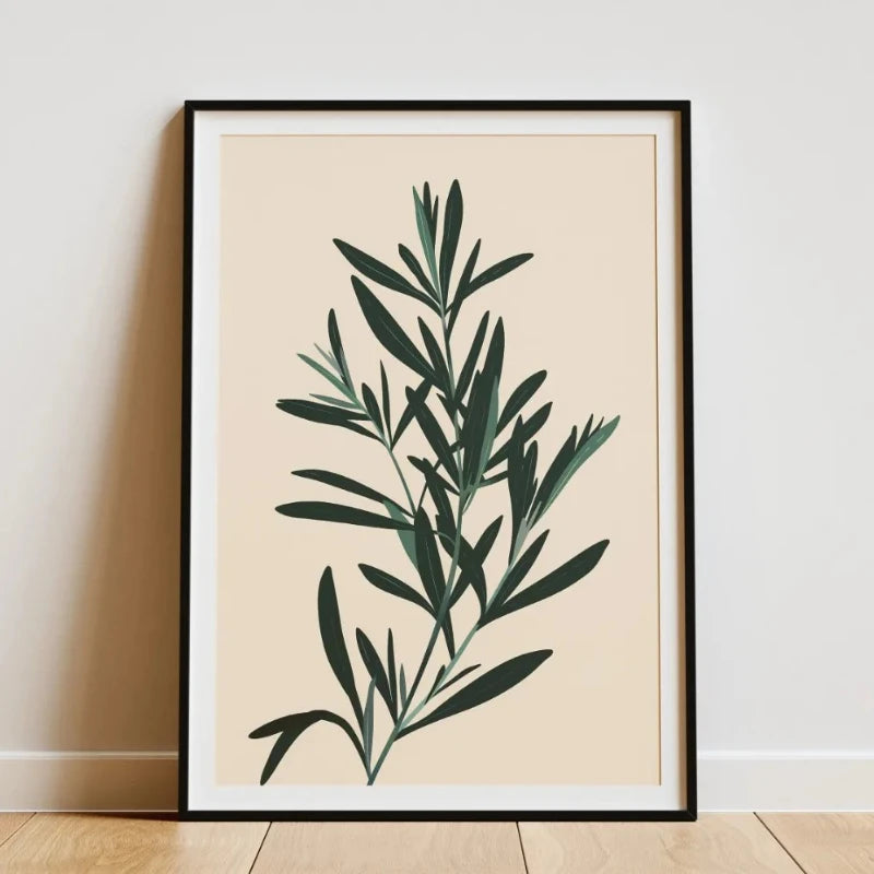 Minimalist Bamboo Tropical Leaf Botanical Canvas Wall Art Print