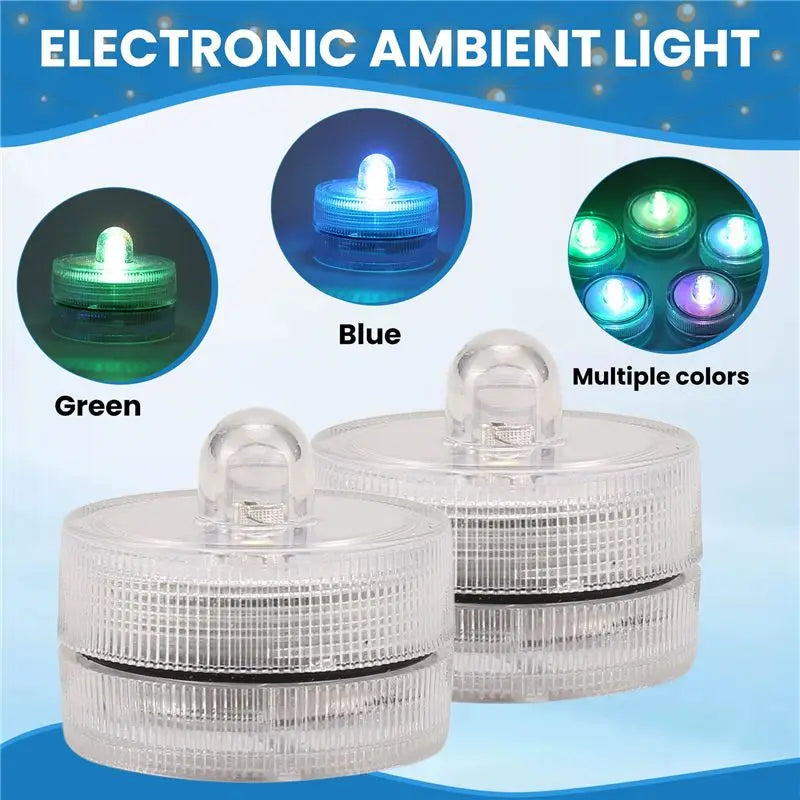 Waterproof LED Flameless Tea Lights Submersible Decor 24 Pack