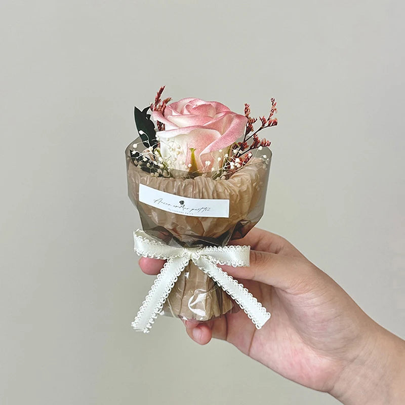 Gift for First Meeting Mini Pocket Meeting Small Bouquet Rose Sunflower Eternal Flower Simulation Flower Gift Box Birthday Gift Peaceful Pleasures Health and Wellness A1