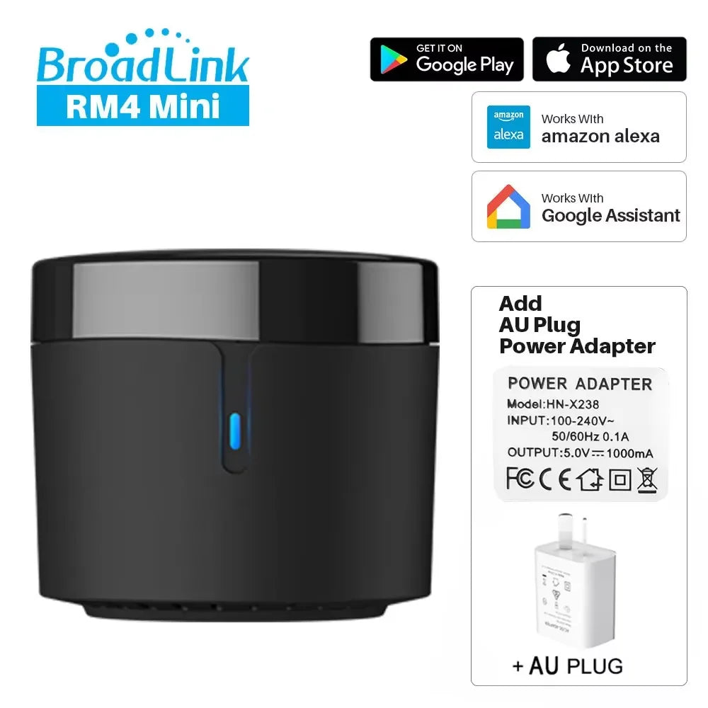 Broadlink Rm4 Mini Smart Remote Control Infrared Universal IR Audio Video Smart Home work with Google Home Alexa Peaceful Pleasures Health and Wellness Au Rm4mini China Mainland