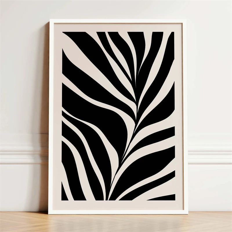 Black and Beige Dark Boho Flower Poster Abstract Mid Century Modern Botanical Canvas Painting Wall Art Picture for Home Decor Peaceful Pleasures Health and Wellness