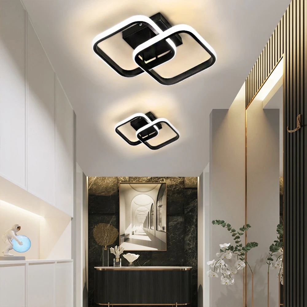 RUNTOIN Nordic LED Ceiling Light | Square Hallway & Porch Lamp
