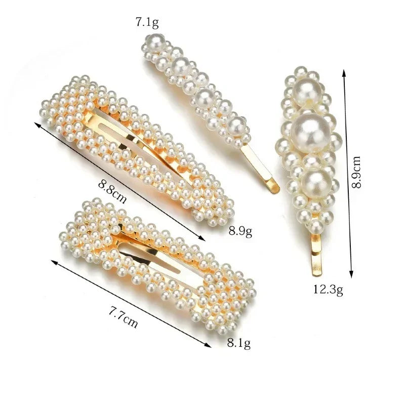 10pcs Pearl Flower Hair Clips Barrettes Set for Women & Girls