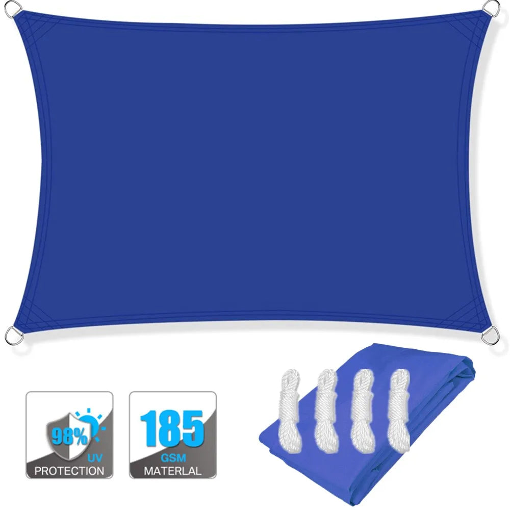 4x2/3/5/6M Rectangular Sun Sail Waterproof Sun Shelter Weather Protection Canopy UV Protection for Patio Balcony Garden Awning Peaceful Pleasures Health and Wellness Royal Blue 3Mx3M