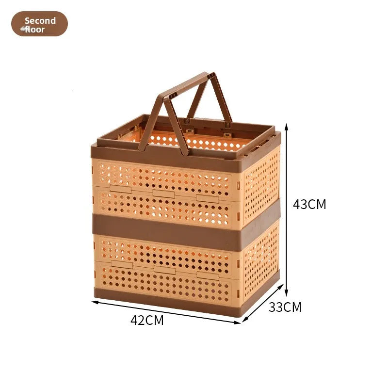Foldable Storage Box with Wheels: Large Capacity Rolling Organizer for Clothes, Snacks, Toys & Books in Dorm Rooms or Homes Peaceful Pleasures Health and Wellness 2 Layer