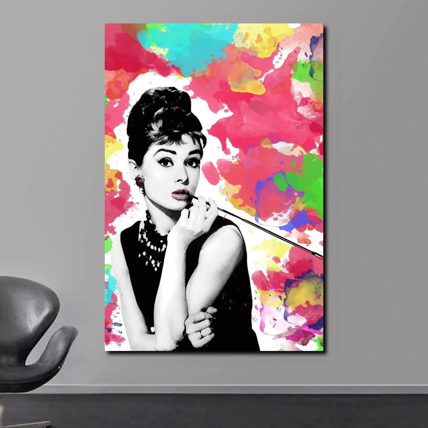 Scandinavian Classic Vintage Wall Art Audrey Hepburn Breakfast at Tiffanys HD Canvas Poster Print Home Bedroom Living Room Decor Peaceful Pleasures Health and Wellness