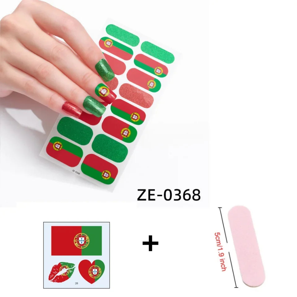3-Piece Flag Nail Sticker & Foil Art Accessories Set Peaceful Pleasures Health and Wellness Portugal 3pcs